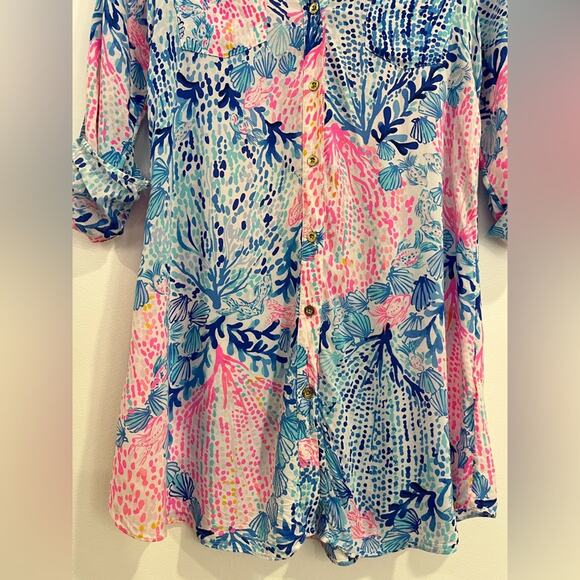 Lilly Pulitzer Natalie Shirtdress Cover Up in Sway with Me XXS - Picture 4 of 11